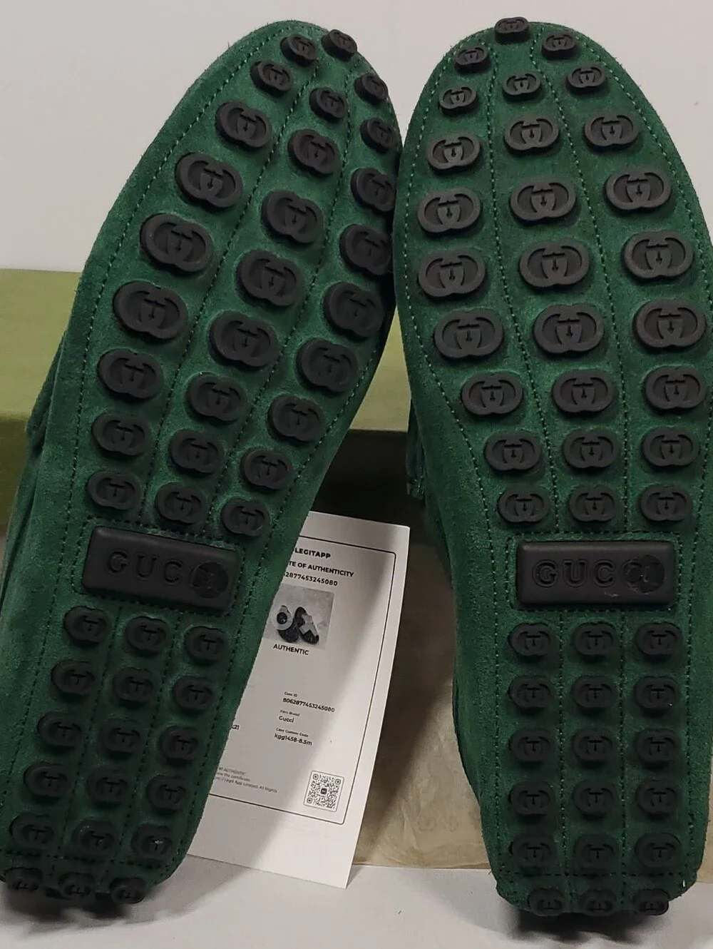Gucci Green Suede Bit Loafers -Size 8G Elegant Slip-Ons Mens US 8 Womens 10/10.5